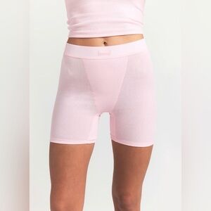 SKIMS NWT Soft Lounge Morganite Pink Ribbed Boxer Shorts Size XL